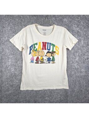 Tilly's Peanuts Cartoon Women's Graphic T Shirt Short Sleeve White Sz L Casaul